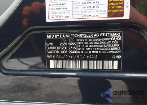 2007 Mercedes-Benz S 550 z USA, uszkodzony, nr VIN WDDNG71X67A075043